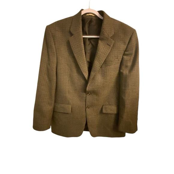 Lauren Ralph Lauren Houndstooth 100% Wool 2 Button Blazer Size 44R Lined - Picture 1 of 16